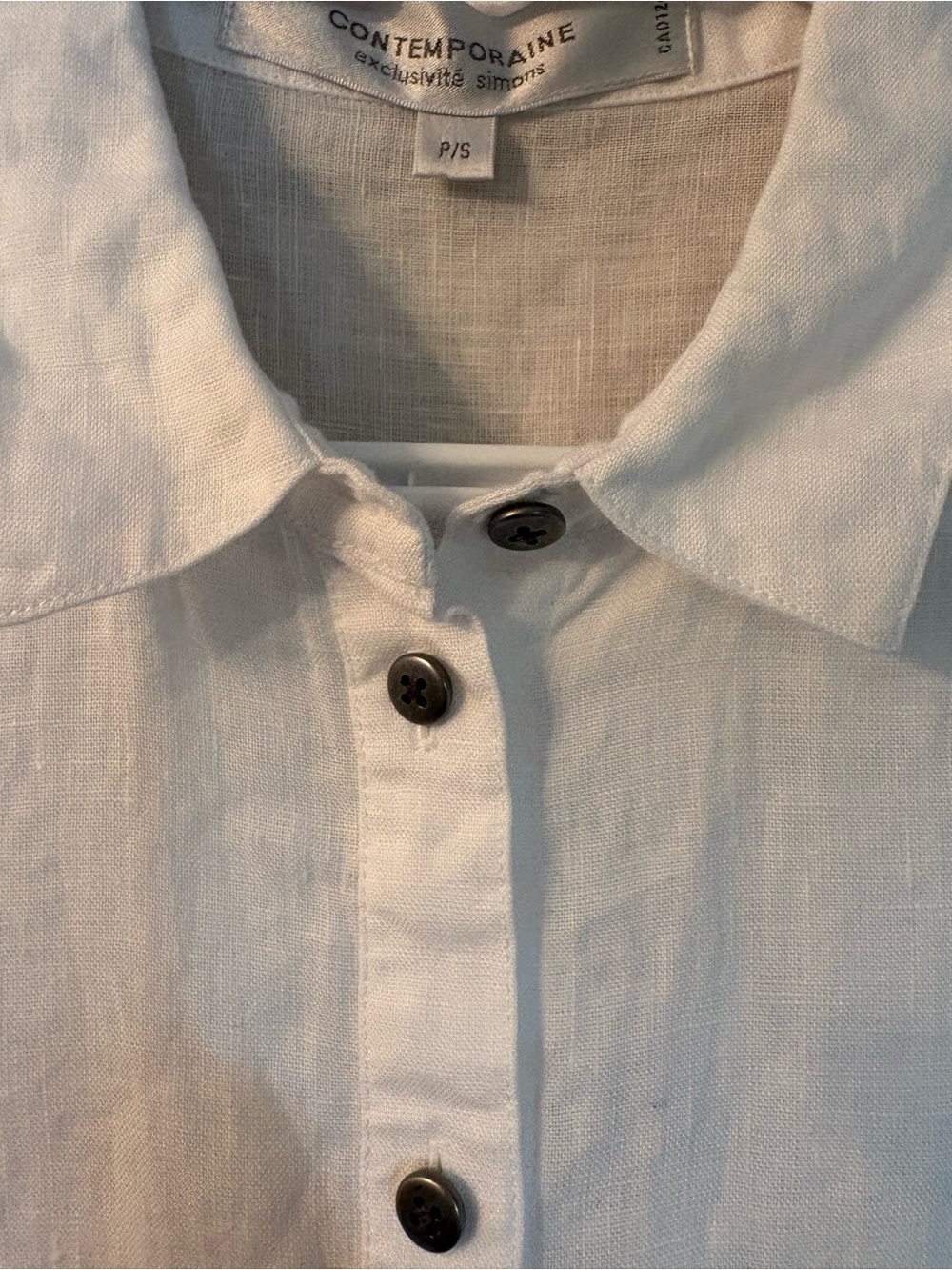 Contemporaire Simons White 100% Linen 3/4 Sleeve Button Down Shirt - Picture 4 of 14